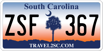 SC license plate ZSF367
