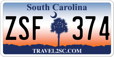 SC license plate ZSF374