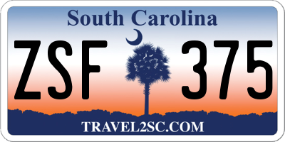 SC license plate ZSF375