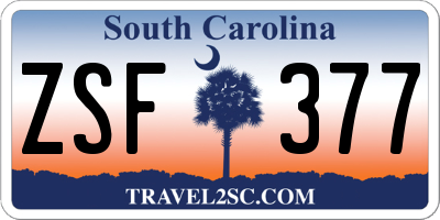 SC license plate ZSF377
