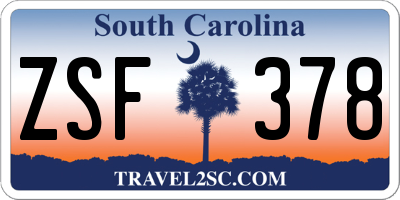SC license plate ZSF378