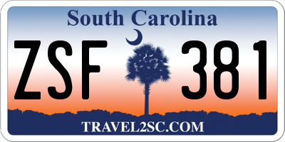 SC license plate ZSF381