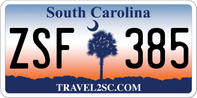 SC license plate ZSF385