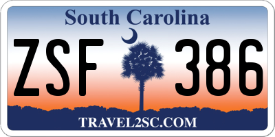 SC license plate ZSF386