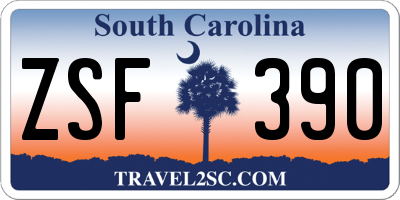 SC license plate ZSF390