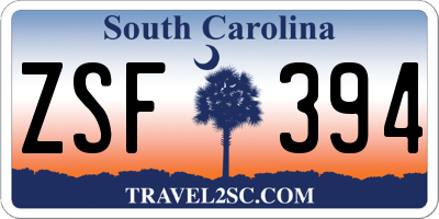 SC license plate ZSF394