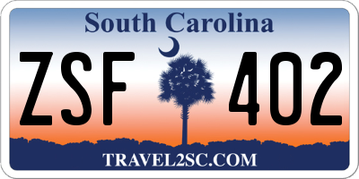 SC license plate ZSF402