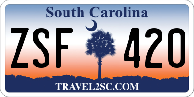 SC license plate ZSF420
