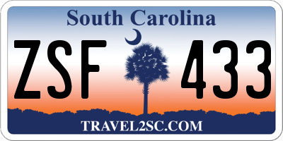 SC license plate ZSF433