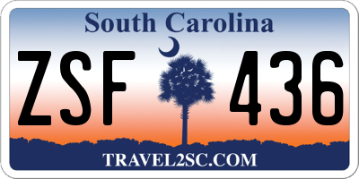 SC license plate ZSF436