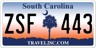 SC license plate ZSF443