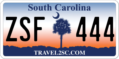 SC license plate ZSF444