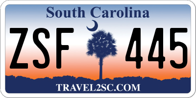 SC license plate ZSF445