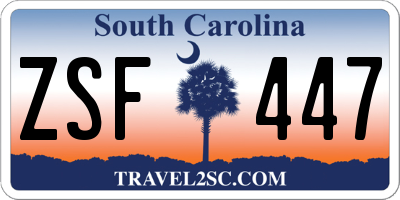 SC license plate ZSF447