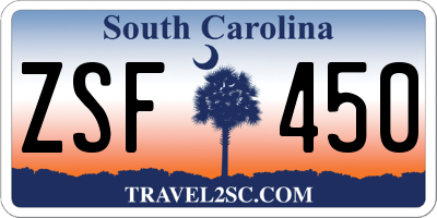 SC license plate ZSF450