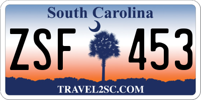 SC license plate ZSF453