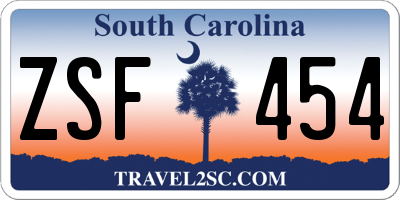 SC license plate ZSF454