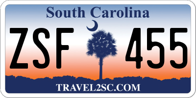 SC license plate ZSF455