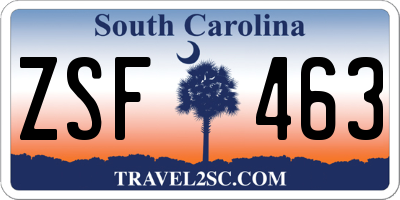 SC license plate ZSF463