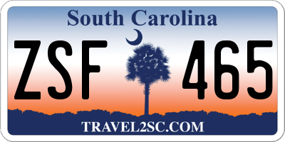 SC license plate ZSF465