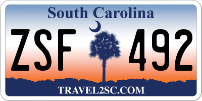 SC license plate ZSF492