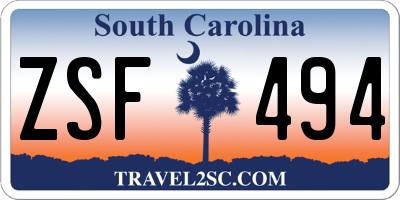 SC license plate ZSF494