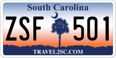 SC license plate ZSF501