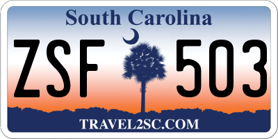 SC license plate ZSF503