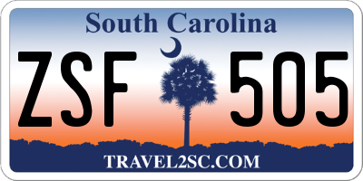 SC license plate ZSF505