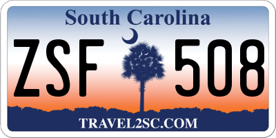 SC license plate ZSF508
