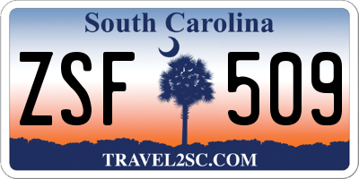 SC license plate ZSF509