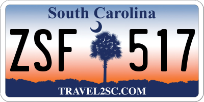 SC license plate ZSF517