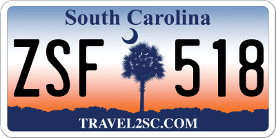 SC license plate ZSF518