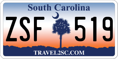 SC license plate ZSF519