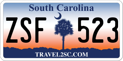 SC license plate ZSF523