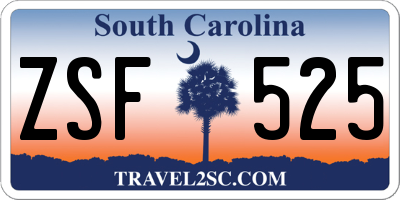 SC license plate ZSF525