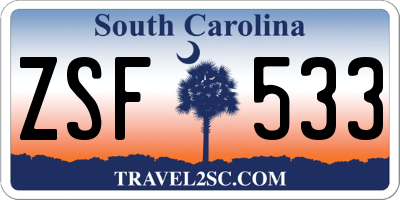 SC license plate ZSF533