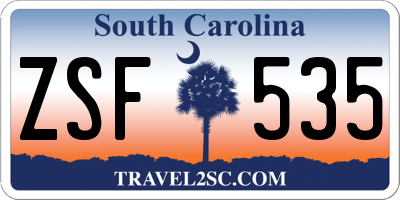 SC license plate ZSF535