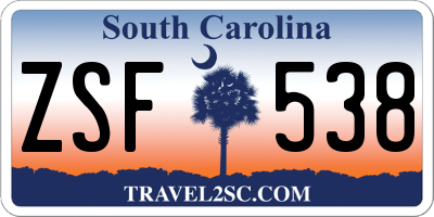 SC license plate ZSF538