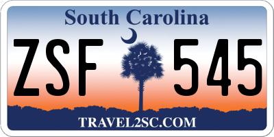 SC license plate ZSF545
