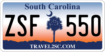 SC license plate ZSF550
