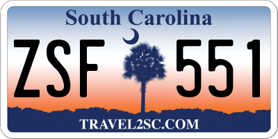 SC license plate ZSF551