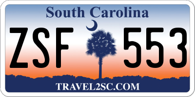 SC license plate ZSF553