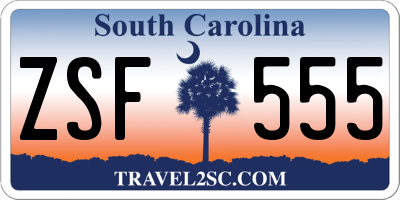 SC license plate ZSF555