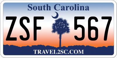 SC license plate ZSF567