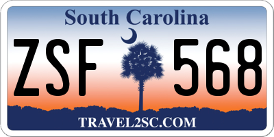 SC license plate ZSF568