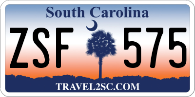 SC license plate ZSF575