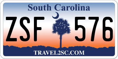 SC license plate ZSF576