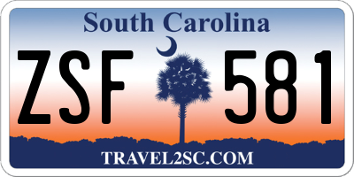 SC license plate ZSF581