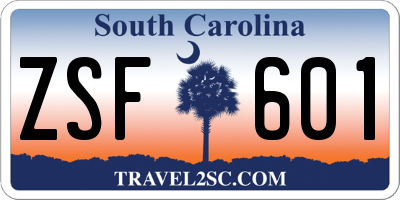 SC license plate ZSF601